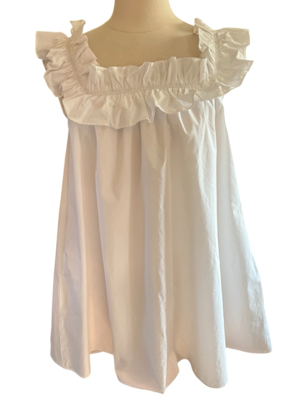 Hyacinth House Maria White sleeveless Mini Dress w/Ruffle Detail Size Medium